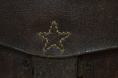 Lot 158 - Brown leather military 'satchel', possibly Korean or Chinese