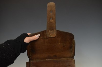 Lot 158 - Brown leather military 'satchel', possibly Korean or Chinese