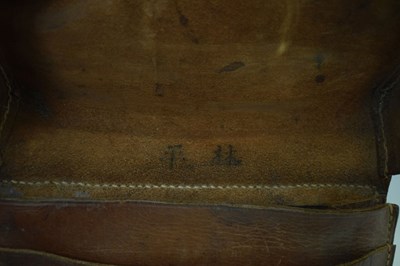 Lot 158 - Brown leather military 'satchel', possibly Korean or Chinese