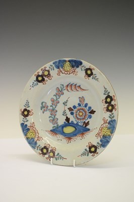 Lot 349 - 18th Century polychrome Delftware plate