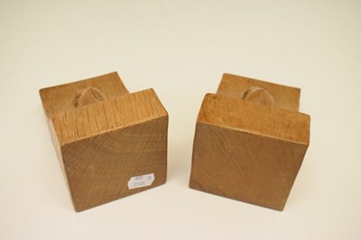 Lot 199 - Workshop of Robert 'Mouseman' Thompson pair of English oak bookends