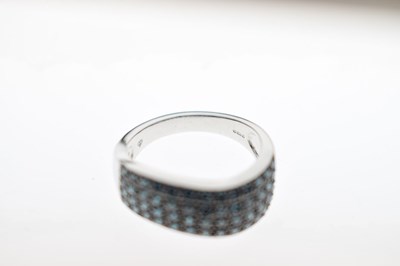 Lot 14 - Fancy blue diamond multi-stone 9ct white gold dress ring