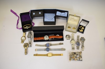 Lot 156 - Assorted gentleman's dress jewellery, watches and accessories