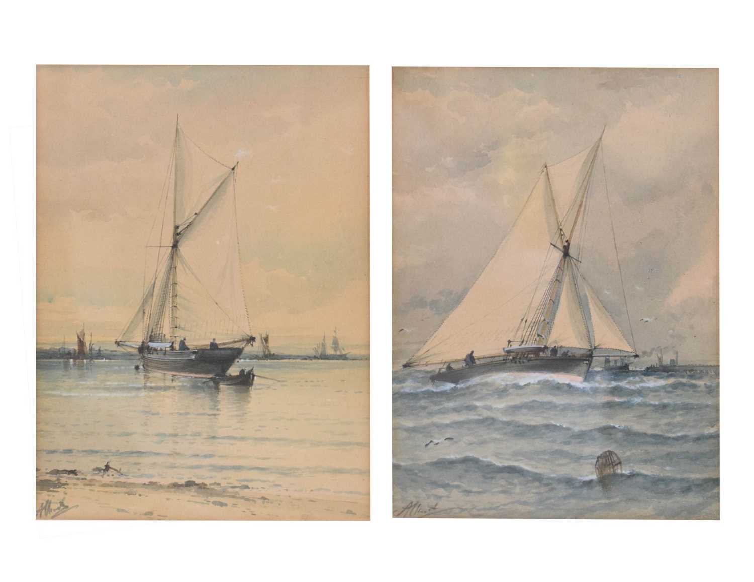 Lot 634 - Albert Ernest Markes (British 1865-1901) - Pair of marine watercolours