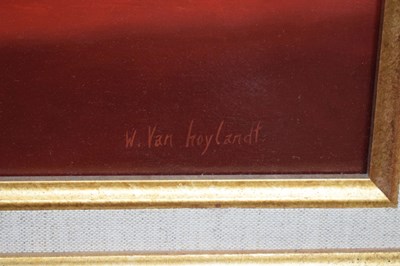 Lot 297 - Werner Van Hoylandt (Belgian, b.1951) - Oil on panel - 'Les Bottines Rouges'