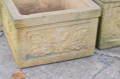 Lot 805 - Set of three Sandford Stone square garden planters