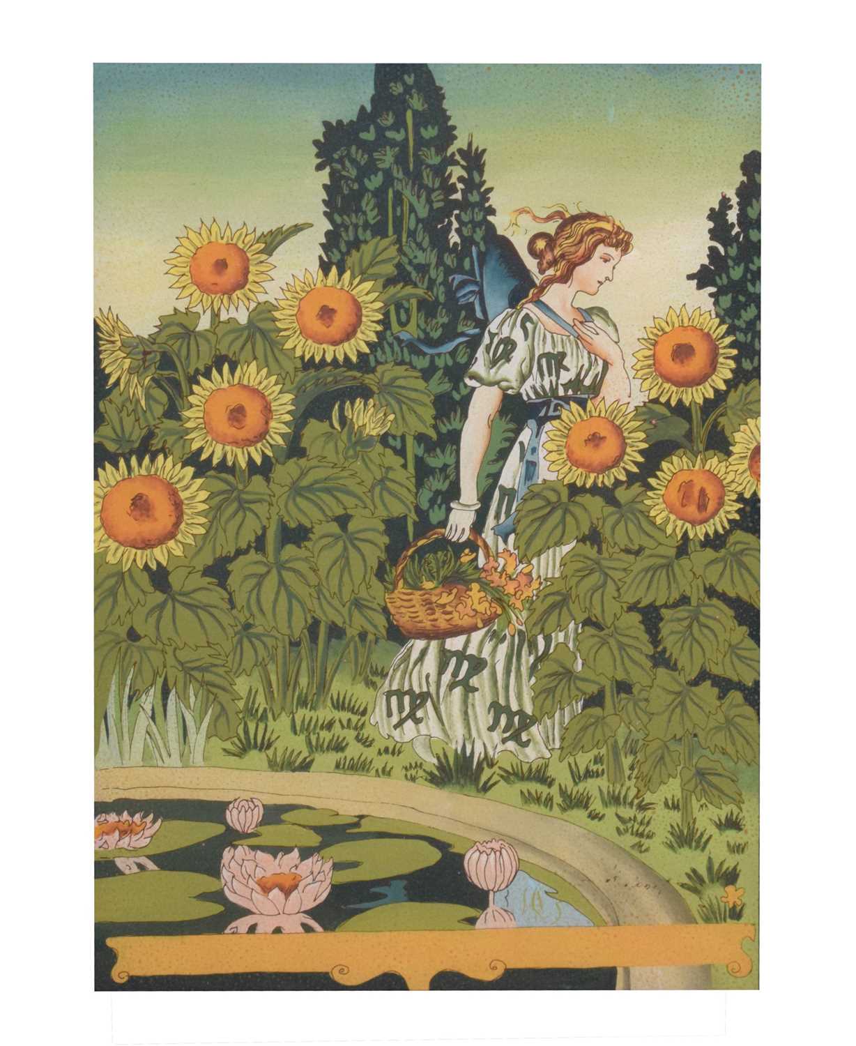 Lot 739 - Art Nouveau reverse print on glass