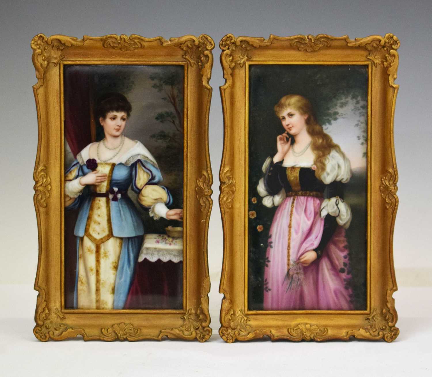 Lot 230 - Two German painted porcelain plaques in the manner of KPM Berlin