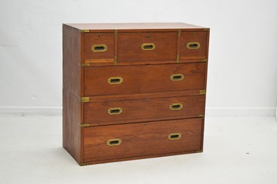Lot 780 - Victorian brass bound teak military or 'Campaign' chest