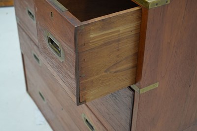 Lot 780 - Victorian brass bound teak military or 'Campaign' chest