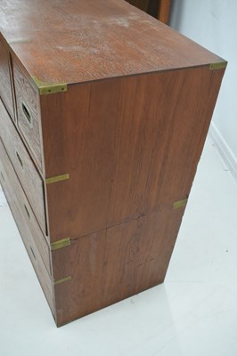 Lot 780 - Victorian brass bound teak military or 'Campaign' chest