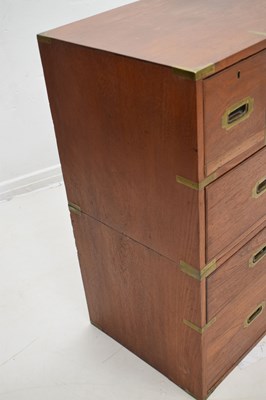 Lot 780 - Victorian brass bound teak military or 'Campaign' chest