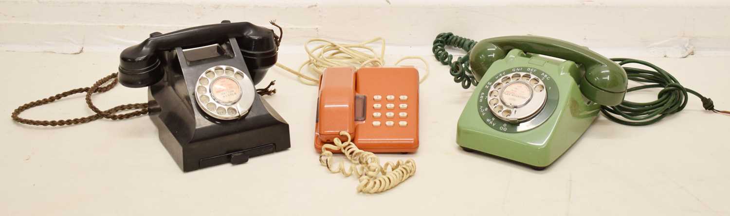 Lot 404 - TE59/2a green telephone, 1970s/80s Telecom Viscount, and black telephone