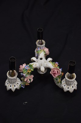 Lot 637 - Large 20th century German porcelain twelve-light ceiling candelabrum or chandelier