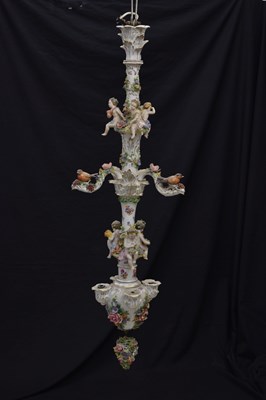 Lot 637 - Large 20th century German porcelain twelve-light ceiling candelabrum or chandelier