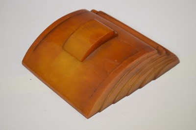 Lot 361 - Art Deco amber bakelite desk accessories