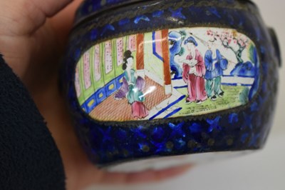 Lot 656 - Chinese Canton Famille Rose porcelain ginger jar and enamel pot