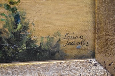 Lot 287 - Louise Jacobs, RA, (British, 1880-1946) - Oil on board - 'The Viaduct, Dinan'