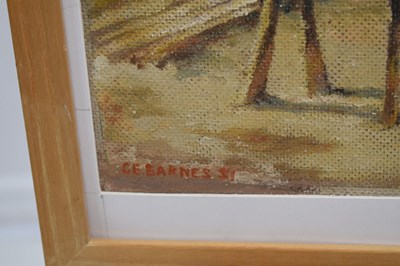 Lot 629 - Clarence E Barnes (20th century) - Oil on board - 'Boatbuilding St Ives Harbour'