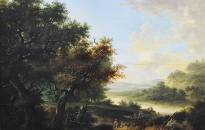 Lot 324 - Manner of Koekkoek - Oil on board - River landscape