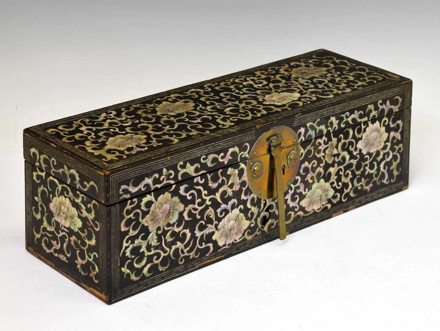 Lot 240 - Korean Joseon style mother-of-pearl inlaid box