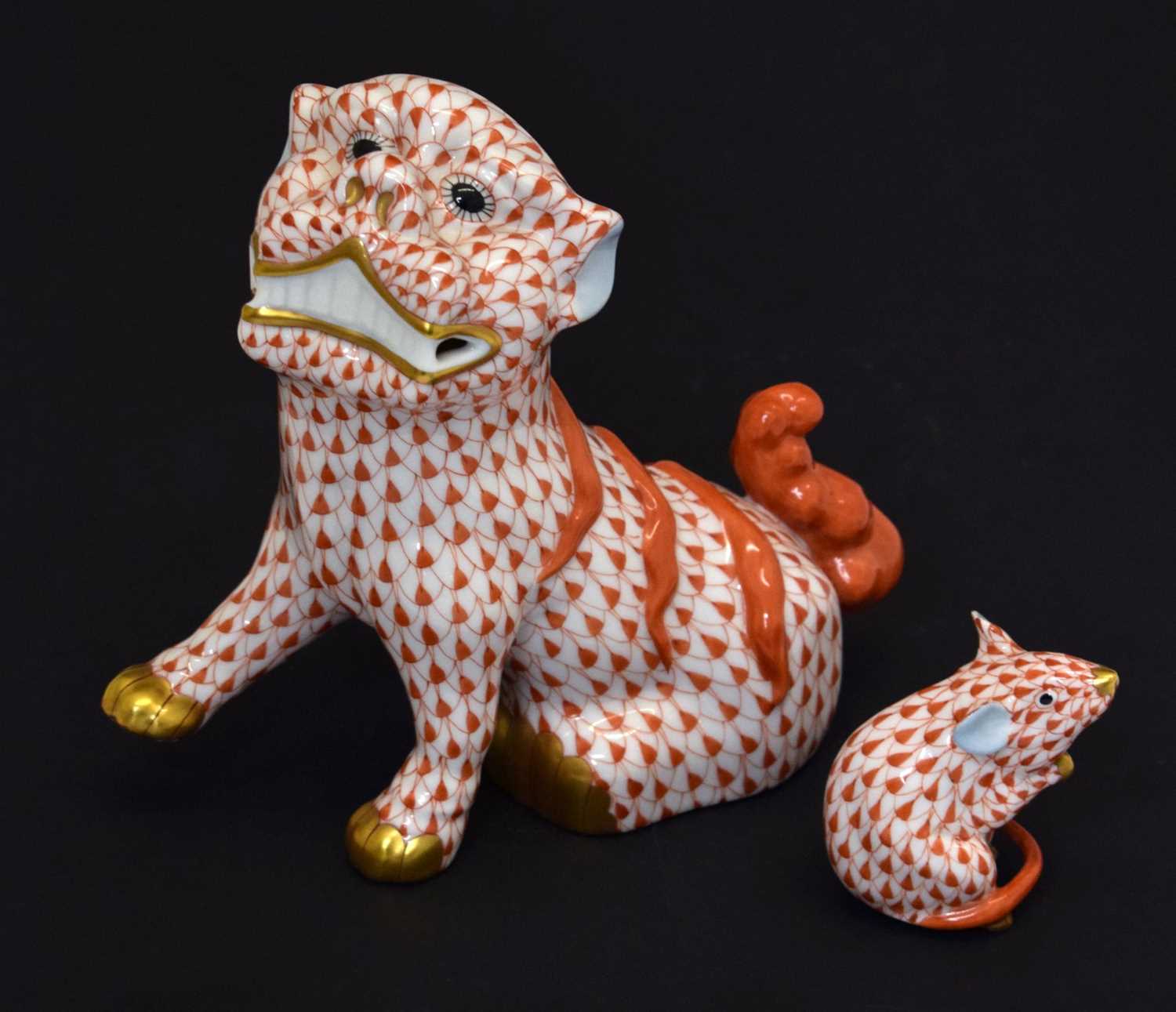 Lot 231 - Herend porcelain temple dog, etc