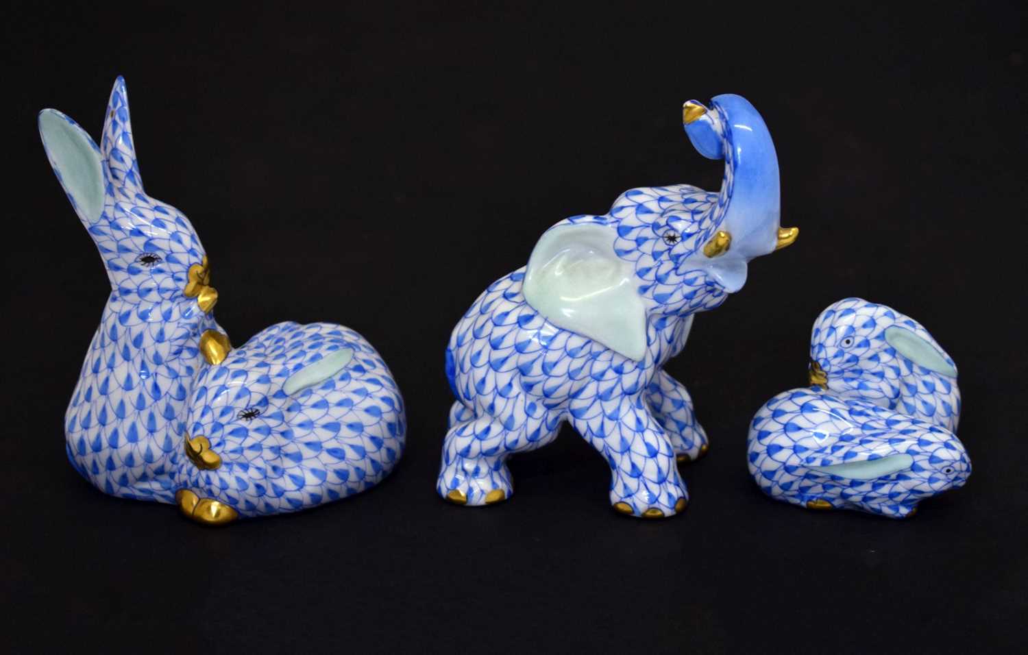 Lot 233 - Herend porcelain model of a baby elephant, etc