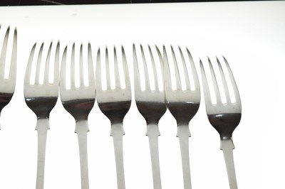 Lot 147 - Six silver side forks, and five table forks, London 1856 and 1858 692g approx