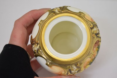 Lot 226 - Royal Worcester - Porcelain fruit painted baluster pot pourri vase
