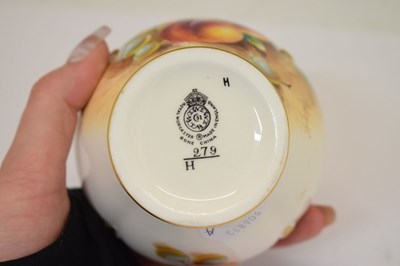 Lot 226 - Royal Worcester - Porcelain fruit painted baluster pot pourri vase