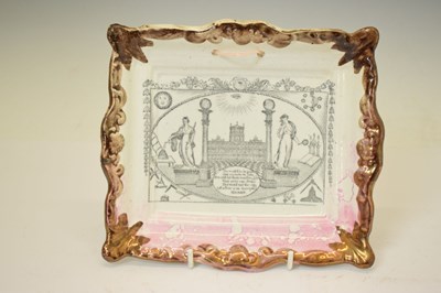 Lot 507 - Masonic Interest - Sunderland puce lustre dish and mug