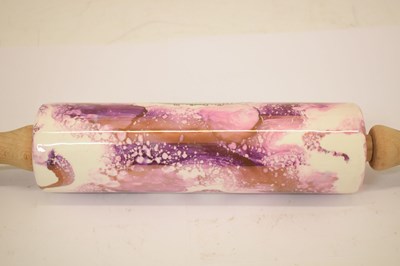 Lot 510 - Sunderland puce lustre jug and mug, plus later rolling pin