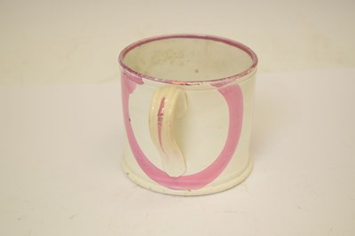 Lot 510 - Sunderland puce lustre jug and mug, plus later rolling pin