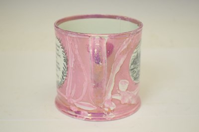 Lot 513 - Large 19th century puce lustre mug, 'High Level Bridge, Newcastle on Tyne'