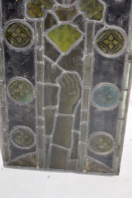 Lot 191 - Monumental Ecclesiastical stained and painted leaded glass six-panel Crucifixion window