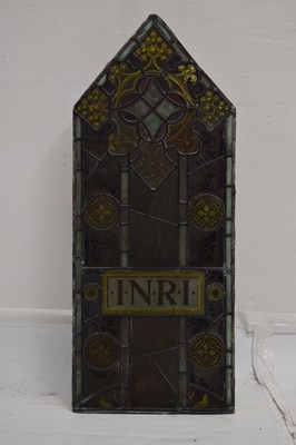 Lot 191 - Monumental Ecclesiastical stained and painted leaded glass six-panel Crucifixion window