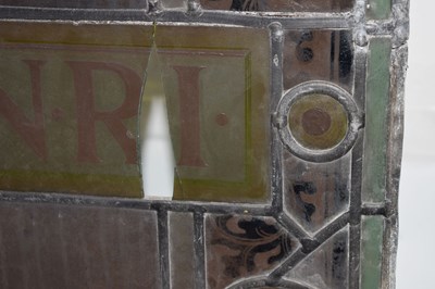 Lot 191 - Monumental Ecclesiastical stained and painted leaded glass six-panel Crucifixion window