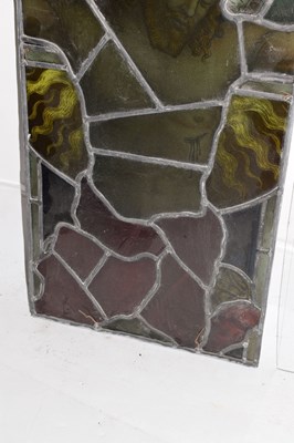 Lot 191 - Monumental Ecclesiastical stained and painted leaded glass six-panel Crucifixion window