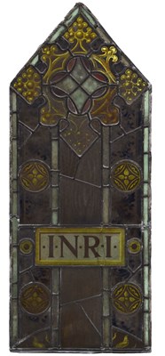 Lot 191 - Monumental Ecclesiastical stained and painted leaded glass six-panel Crucifixion window