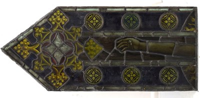 Lot 191 - Monumental Ecclesiastical stained and painted leaded glass six-panel Crucifixion window
