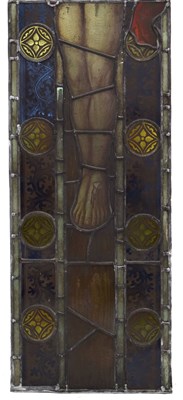 Lot 191 - Monumental Ecclesiastical stained and painted leaded glass six-panel Crucifixion window