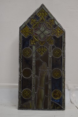 Lot 191 - Monumental Ecclesiastical stained and painted leaded glass six-panel Crucifixion window