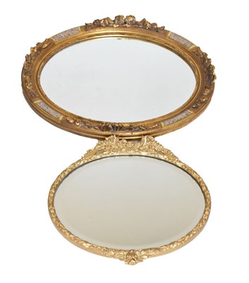 Lot 686 - Giltwood oval wall mirror plus one other