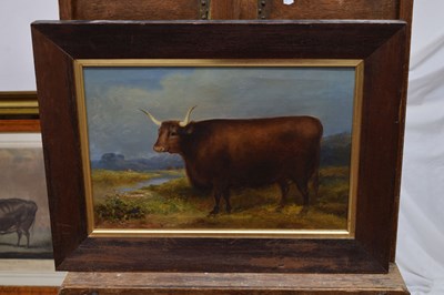Lot 263 - Primitive School - Oil on canvas - Longhorn bull