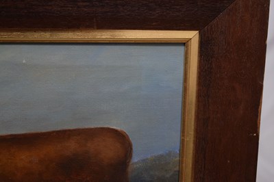 Lot 263 - Primitive School - Oil on canvas - Longhorn bull