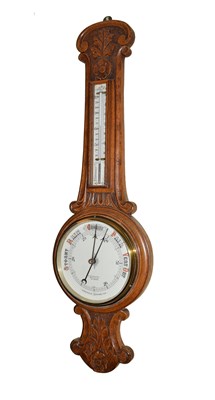 Lot 487 - Oak cased aneroid barometer 'S. Jones & Co', Kilburn