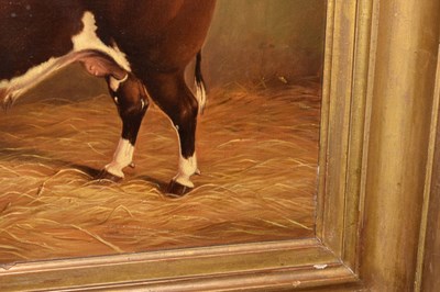 Lot 262 - Primitive School, mid 19th century - Longhorn bull in a cowshed