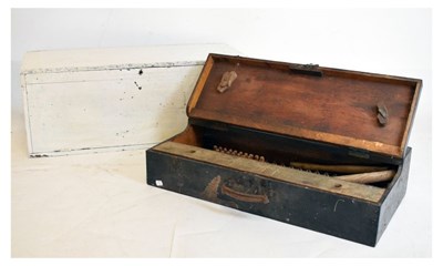 Lot 427 - Two vintage tool boxes with a small selection of tools