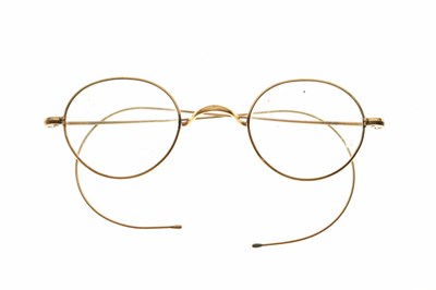 Lot 215 - Pair of yellow metal spectacles together with stick / hat pins, Victorian costume jewellery, etc