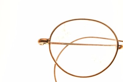 Lot 215 - Pair of yellow metal spectacles together with stick / hat pins, Victorian costume jewellery, etc